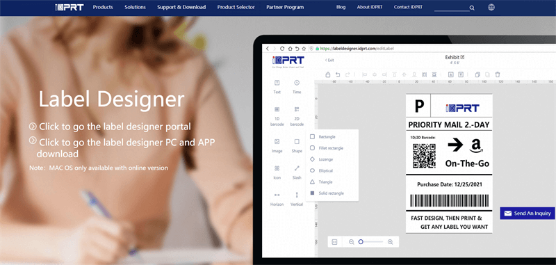 iDPRT Projektues i etiketës Software Interface